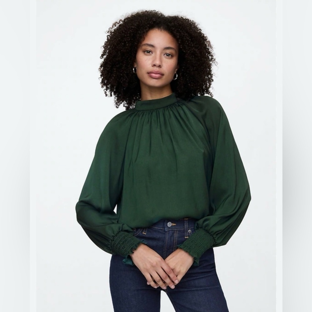 NWT Gap Relaxed Satin Collared Halter Top Essex Green Back Tie L